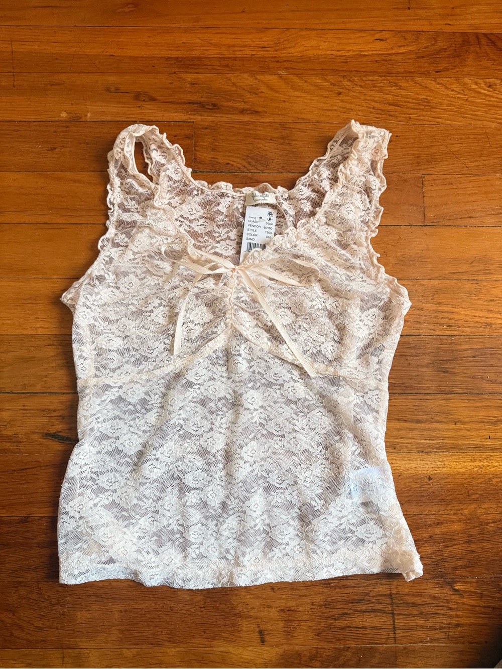 Brandy Melville Peach Blush Lace Camisole with Front Bow